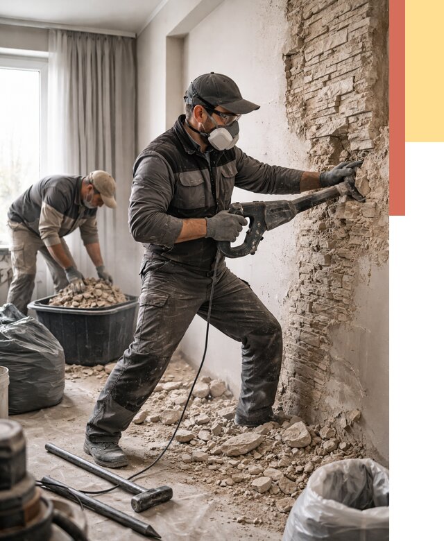 Демонтаж декоративного камня в Усть-куте от 1493 руб/м² — быстро и недорого | ОТДЕЛОЧНИК-Утк