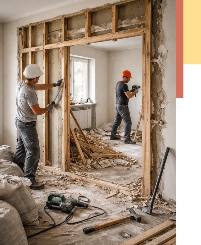 Демонтаж деревянных перегородок в Усть-куте от 3295 руб. — быстро и недорого | ОТДЕЛОЧНИК-Утк