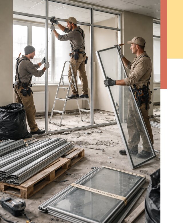 Демонтаж алюминиевых перегородок в Усть-куте от 4325 руб. — быстро и недорого | ОТДЕЛОЧНИК-Утк