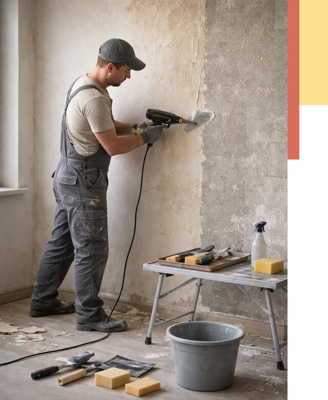 Очистка стен от клея в Усть-куте от 1905 руб. — снятие и удаление клея со стен | ОТДЕЛОЧНИК-Утк