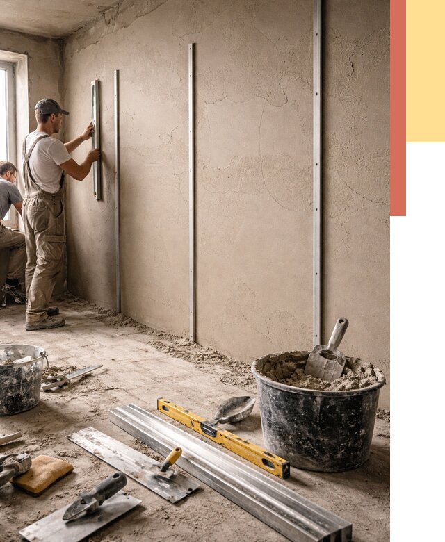 Штукатурка стен по маякам в Усть-куте от 5663 руб./м² — выравнивание под ключ | ОТДЕЛОЧНИК-Утк