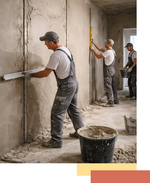 Штукатурка стен по маякам в Усть-куте — точная и ровная поверхность