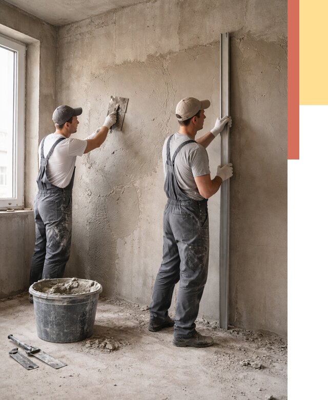 Штукатурка бетонных стен в Усть-куте от 4634 руб/м² — качественно и быстро | ОТДЕЛОЧНИК-Утк