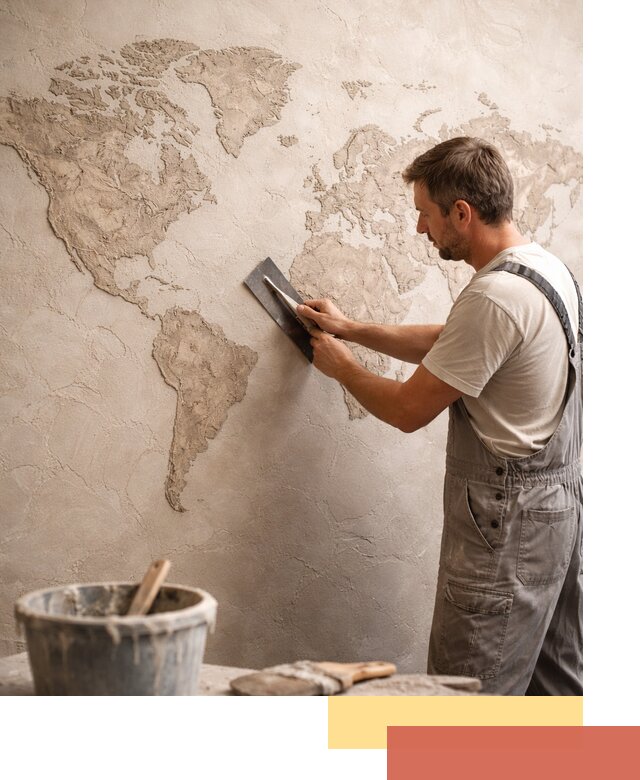 Декоративная штукатурка «Карта мира» под ключ в Усть-куте