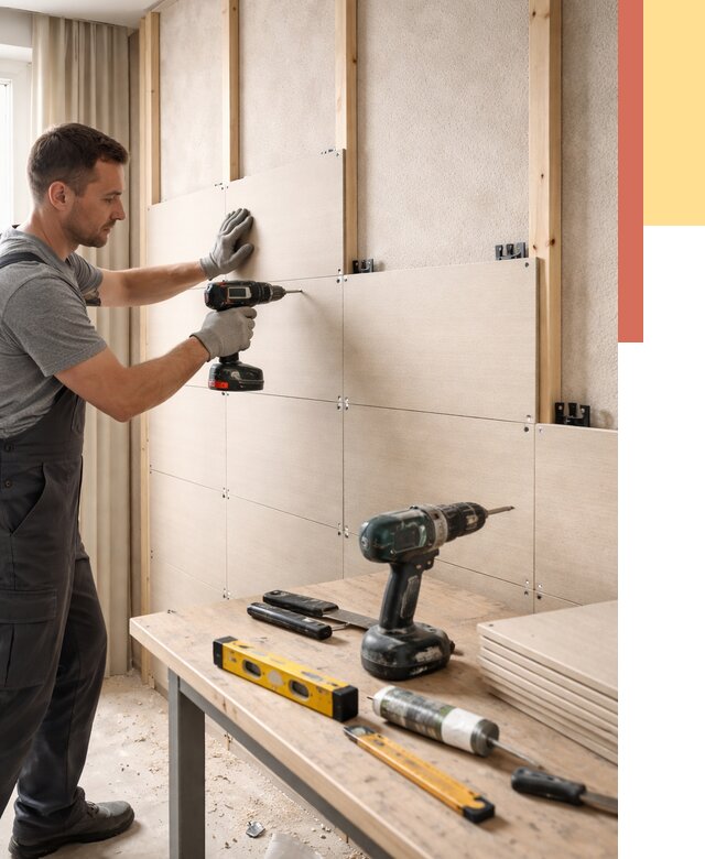 Монтаж МДФ панелей на стены в Усть-куте от 1287 руб. под ключ | ОТДЕЛОЧНИК-Утк