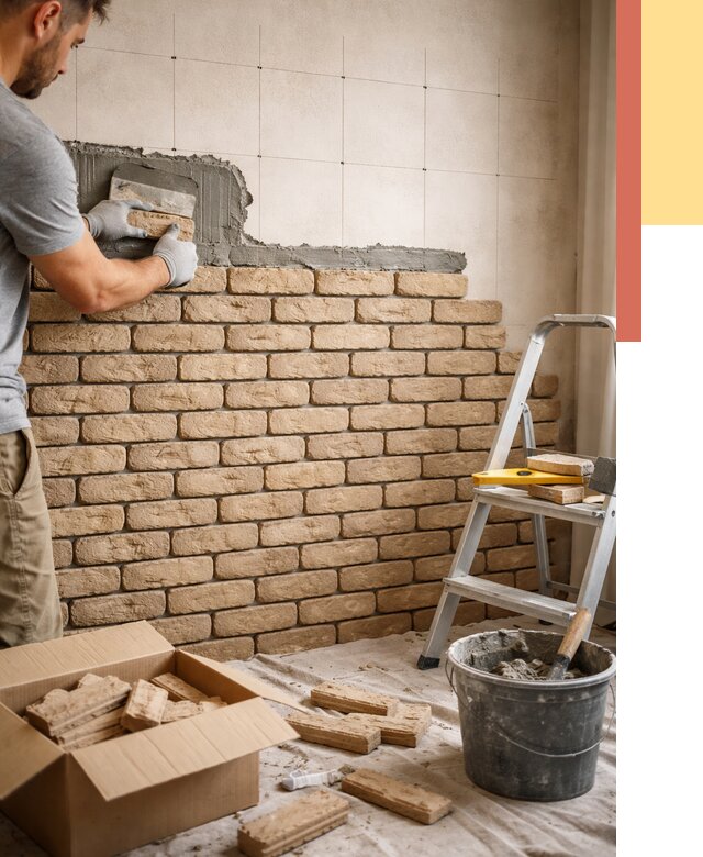 Монтаж декоративного кирпича в Усть-куте от 3295 руб./м² — быстро и недорого | ОТДЕЛОЧНИК-Утк