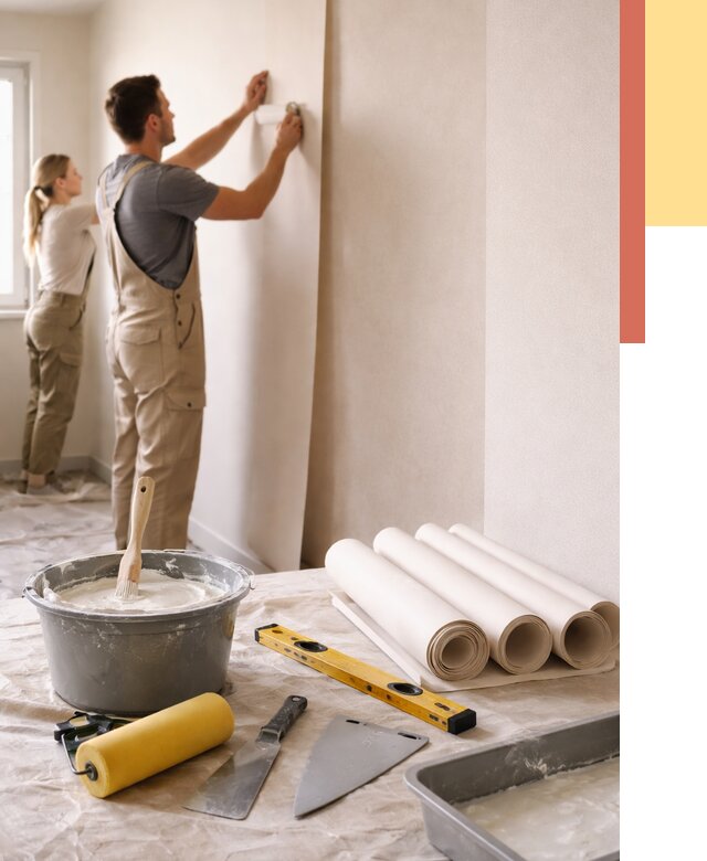 Поклейка бумажных обоев в Усть-куте от 5663 руб./м2 — быстро и недорого | ОТДЕЛОЧНИК-Утк