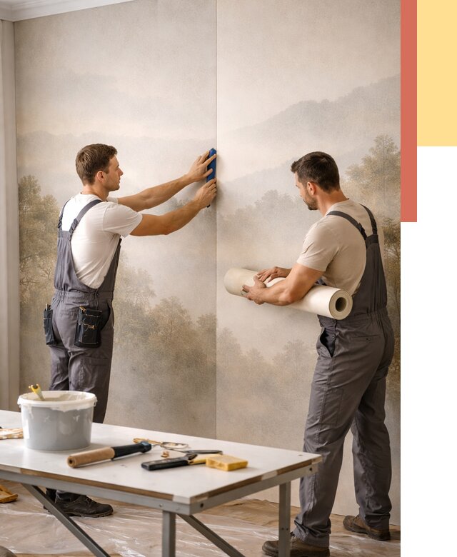 Поклейка фотообоев в Усть-куте от 8752 руб/м² — быстро и недорого | ОТДЕЛОЧНИК-Утк