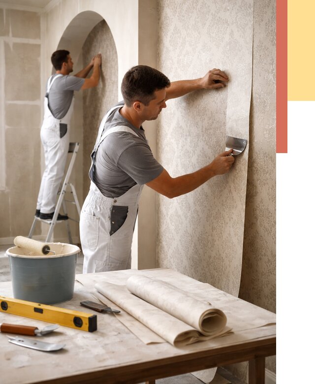 Поклейка обоев на сложные стены в Усть-куте от 2883 руб. под ключ | ОТДЕЛОЧНИК-Утк