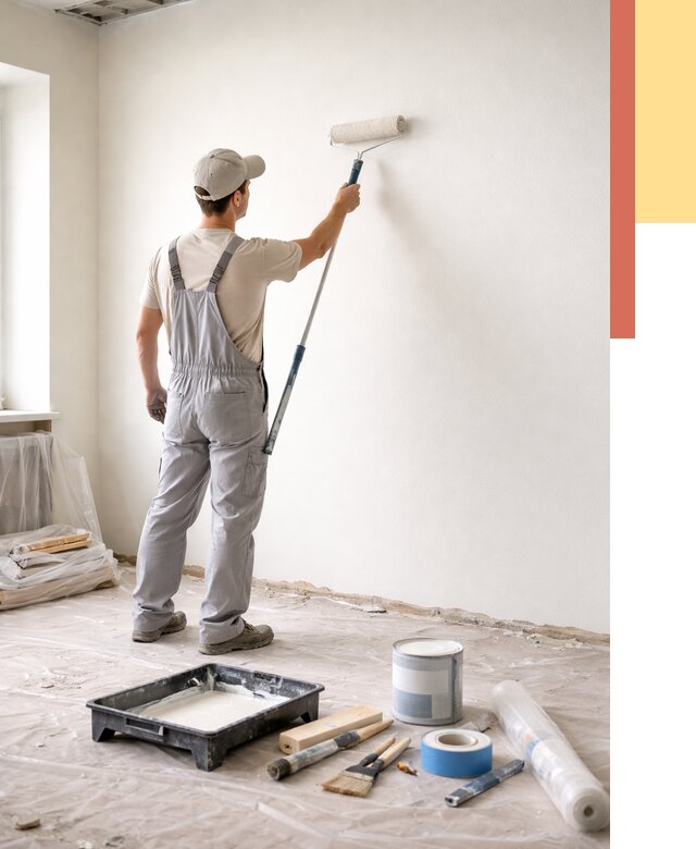 Покраска стен водоэмульсионной краской в Усть-куте от 463 руб. за м² | ОТДЕЛОЧНИК-Утк