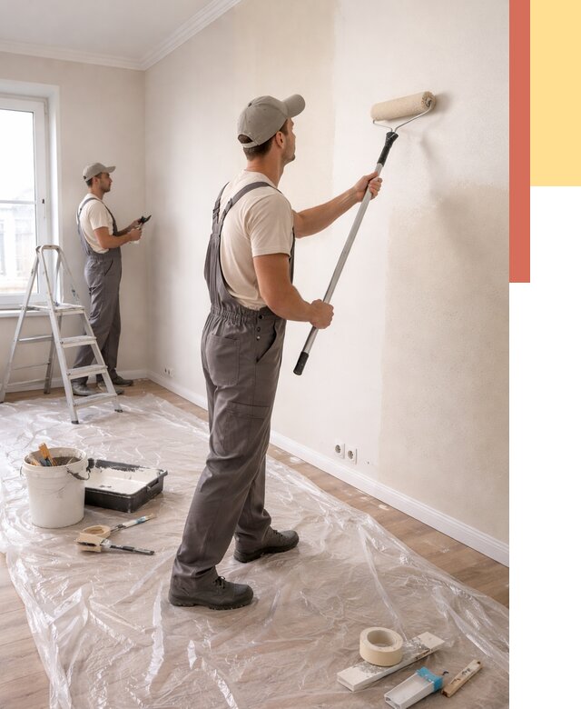 Покраска стен акриловой краской в Усть-куте от 3604 руб./м² — быстро и недорого | ОТДЕЛОЧНИК-Утк