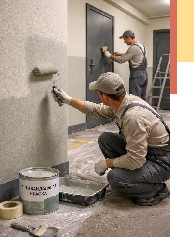 Покраска стен антивандальной краской в Усть-куте от 4634 руб./м² под ключ | ОТДЕЛОЧНИК-Утк
