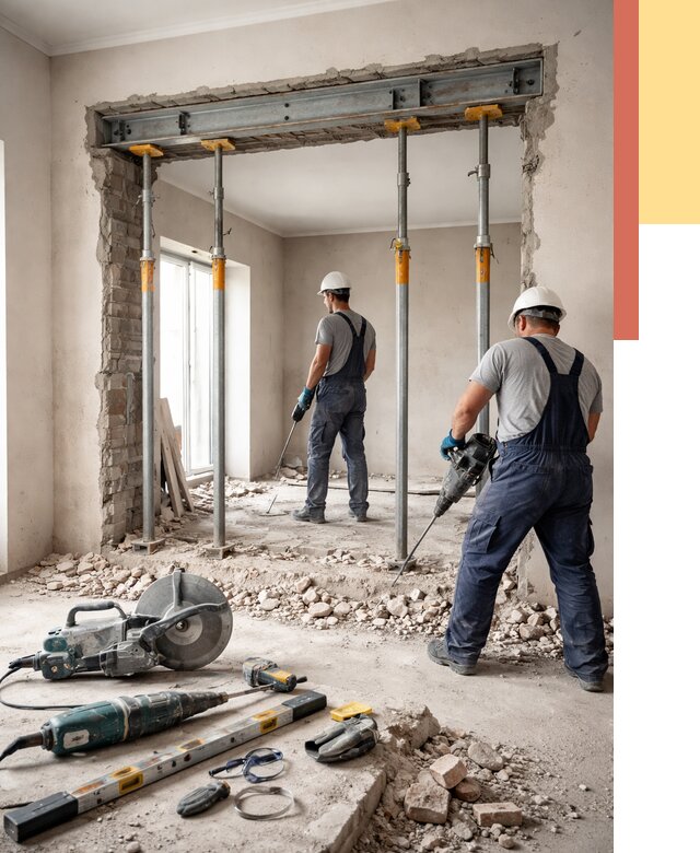 Прорезка проема в стене в Усть-куте от 4634 руб. — быстро и недорого | ОТДЕЛОЧНИК-Утк