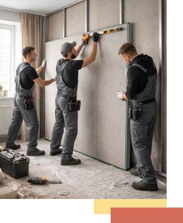 Шумоизоляция стен панелями ЗИПС в Усть-куте для жилых и коммерческих помещений