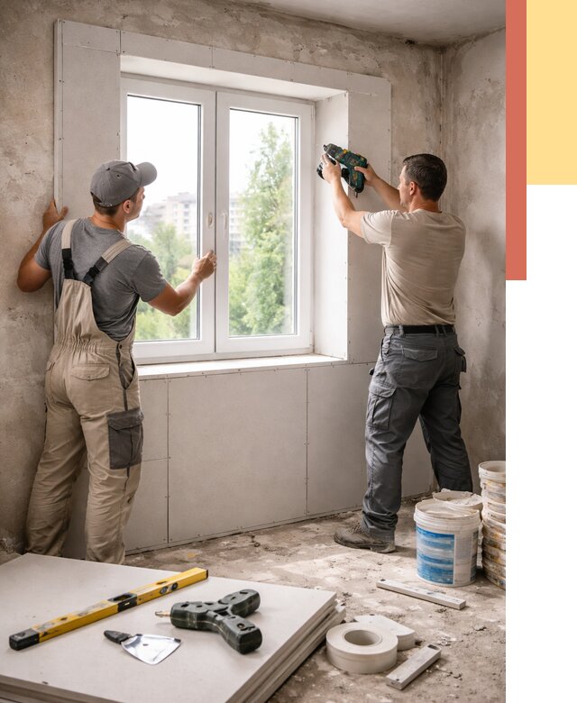 Монтаж откосов из гипсокартона в Усть-куте от 4634 руб. под ключ | ОТДЕЛОЧНИК-Утк