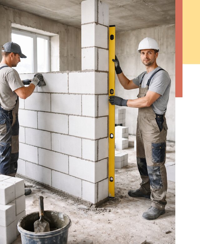 Кладка перегородок из пеноблока в Усть-куте от 1853 руб. под ключ | ОТДЕЛОЧНИК-Утк