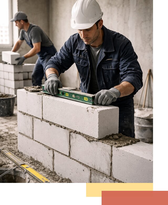 Кладка перегородок из пеноблока под ключ в Усть-куте