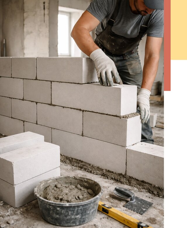 Кладка перегородок из силикатного блока в Усть-куте от 4119 руб. под ключ | ОТДЕЛОЧНИК-Утк