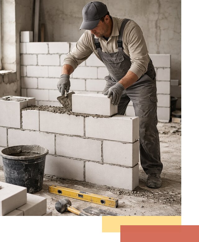 Кладка перегородок из силикатного блока в Усть-куте