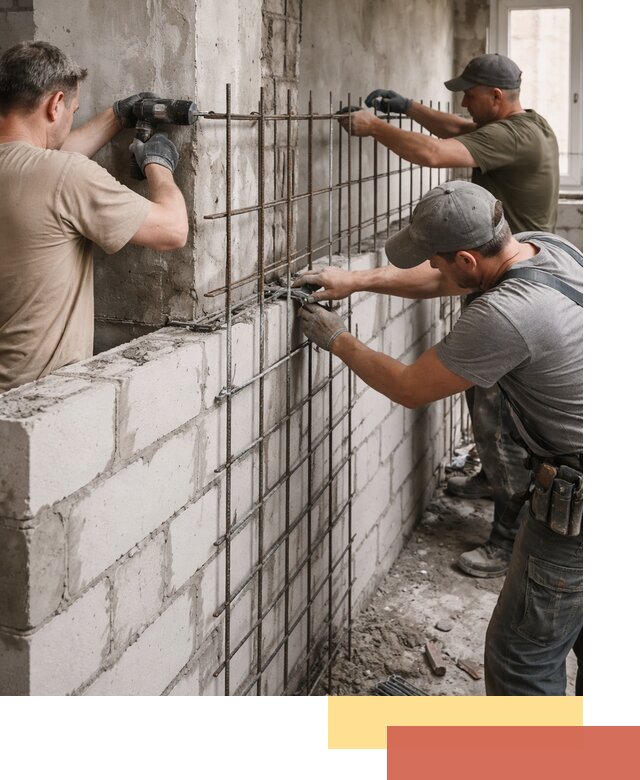 Армирование кладки перегородок в Усть-куте профессионально и надёжно