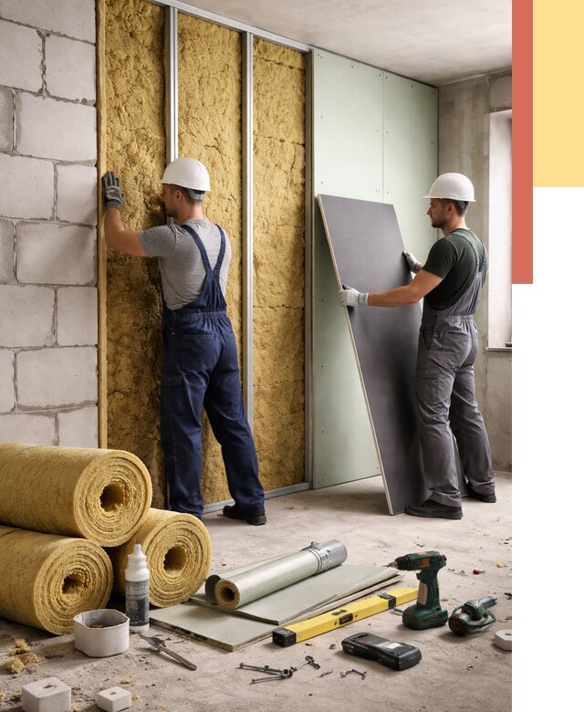 Шумоизоляция перегородок из блоков в Усть-куте от 1905 руб./м² — быстро и недорого | ОТДЕЛОЧНИК-Утк