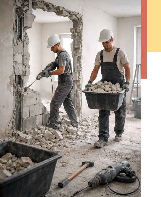 Демонтаж блоковых перегородок в Усть-куте от 3861 руб. — быстро и недорого | ОТДЕЛОЧНИК-Утк