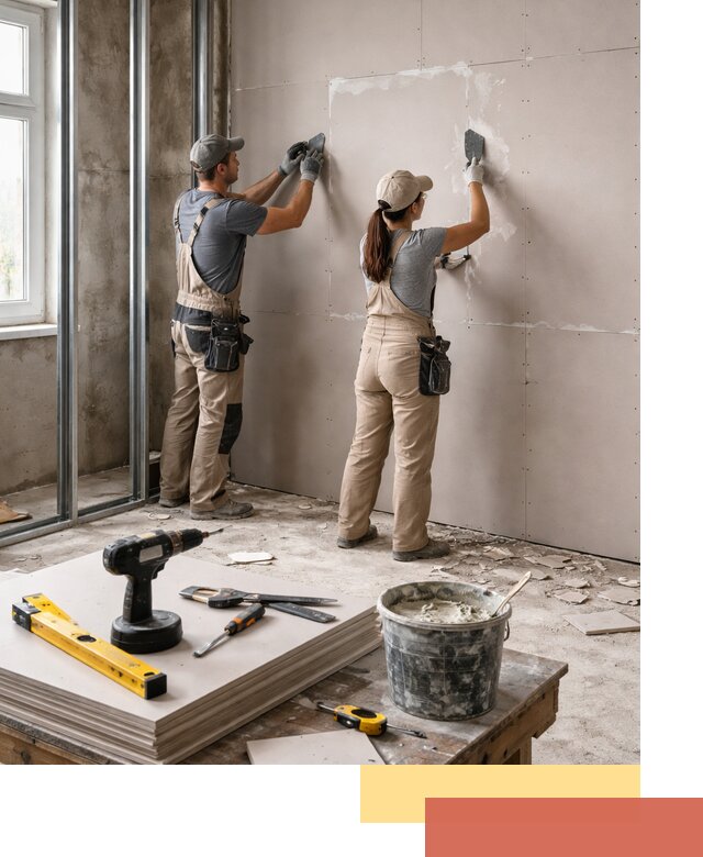 Монтаж двухслойной перегородки из гипсокартона в Усть-куте