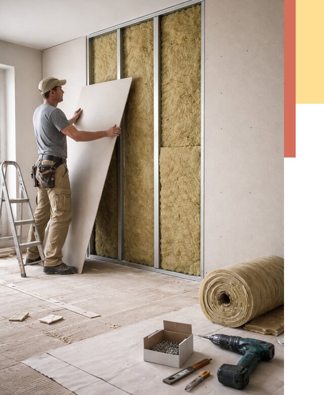 Перегородка из гипсокартона с шумоизоляцией в Усть-куте от 3213 руб. | ОТДЕЛОЧНИК-Утк