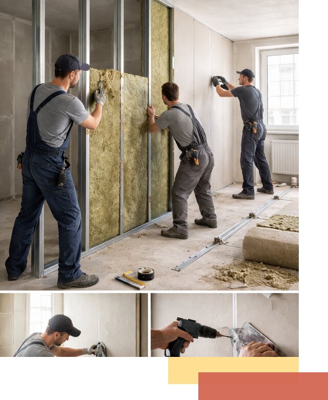 Перегородка из гипсокартона с шумоизоляцией в Усть-куте — монтаж под ключ