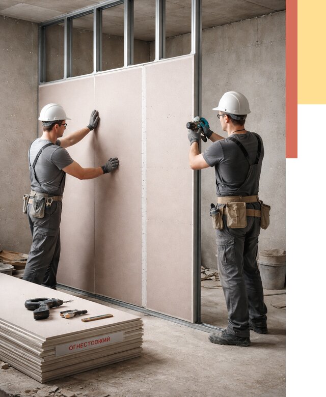 Перегородка из огнестойкого гипсокартона в Усть-куте от 1905 руб. под ключ | ОТДЕЛОЧНИК-Утк