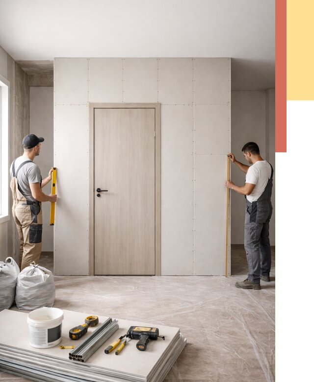 Перегородка из гипсокартона с дверью в Усть-куте от 4634 руб. под ключ | ОТДЕЛОЧНИК-Утк