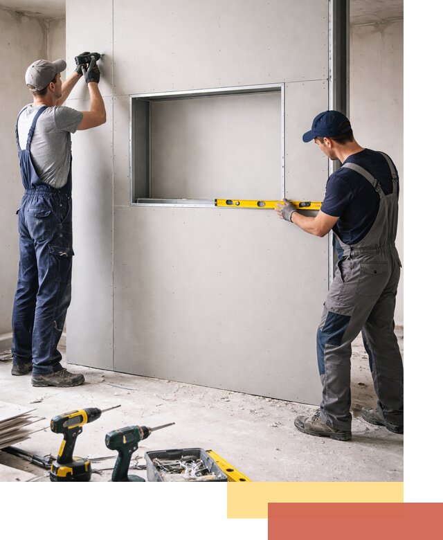 Перегородка из гипсокартона с нишей под декор в Усть-куте