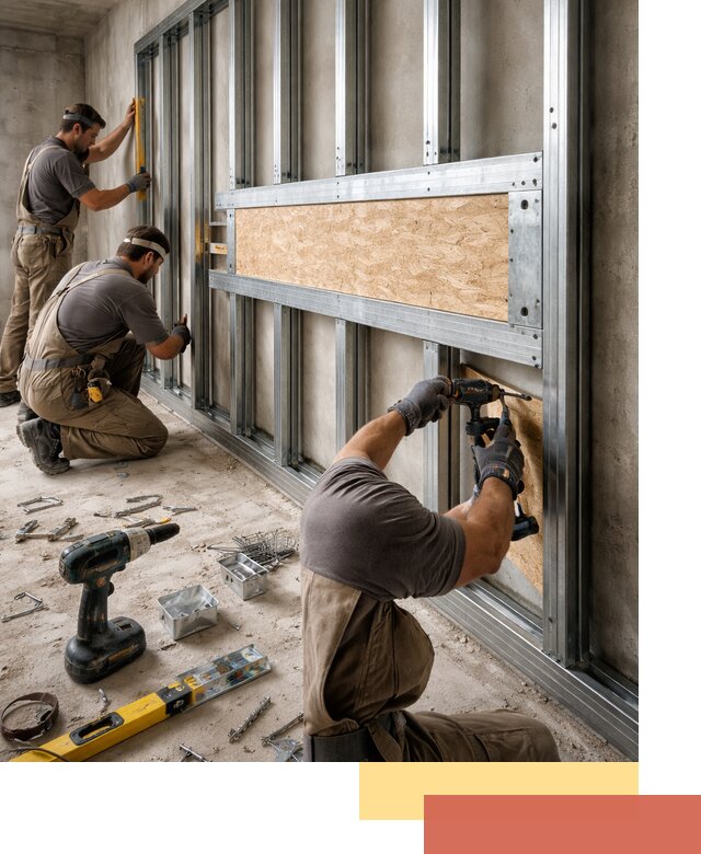 Усиленная перегородка для крепления тяжёлых конструкций в Усть-куте