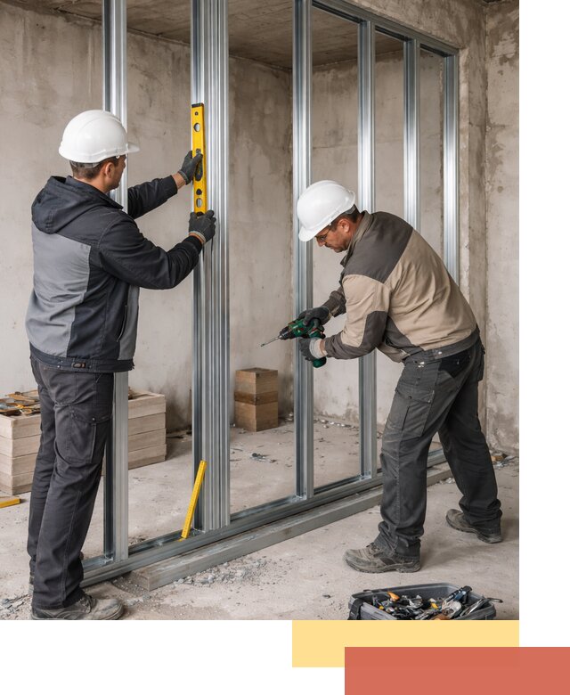 Монтаж каркаса перегородки из профиля в Усть-куте