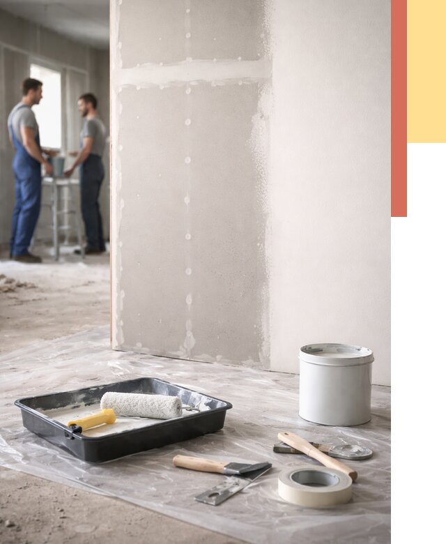 Покраска перегородок из гипсокартона в Усть-куте от 4634 руб. под ключ | ОТДЕЛОЧНИК-Утк