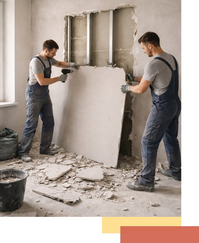 Демонтаж перегородки из гипсокартона в Усть-куте быстрый и аккуратный