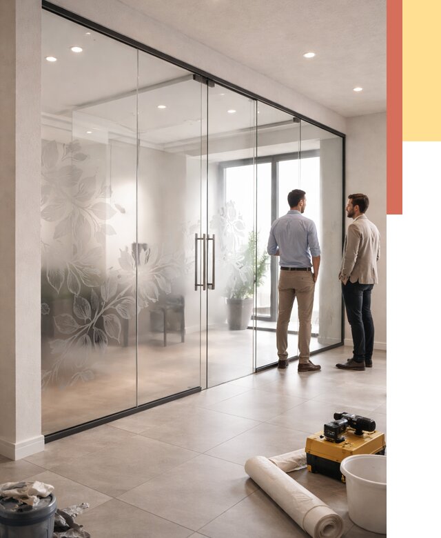 Стеклянные перегородки с рисунком в Усть-куте от 12871 руб. монтаж и нанесение | ОТДЕЛОЧНИК-Утк