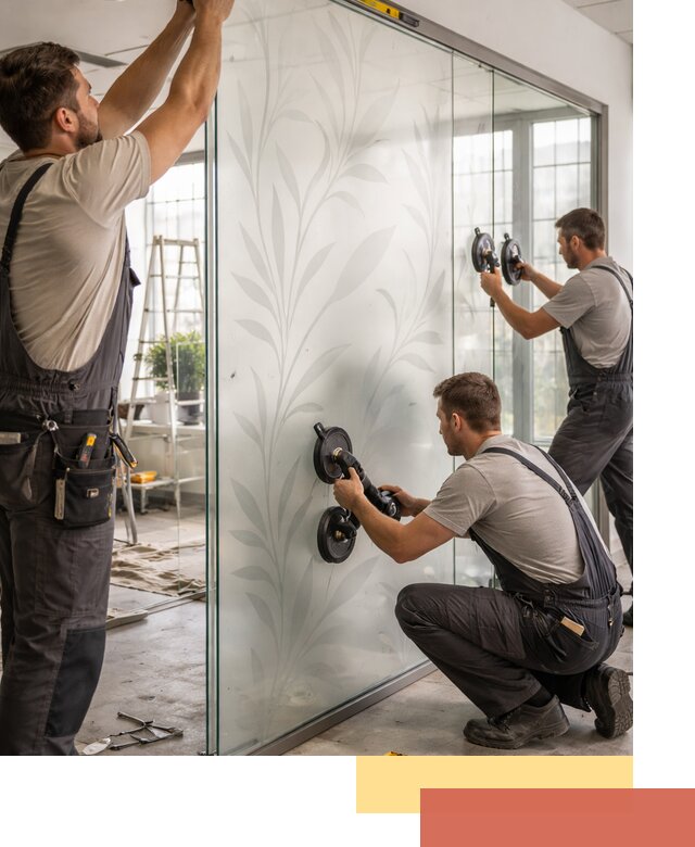 Стеклянные перегородки с рисунком на заказ в Усть-куте