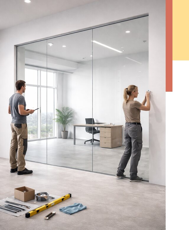 Перегородки из закаленного стекла в Усть-куте от 9782 руб. под ключ | ОТДЕЛОЧНИК-Утк