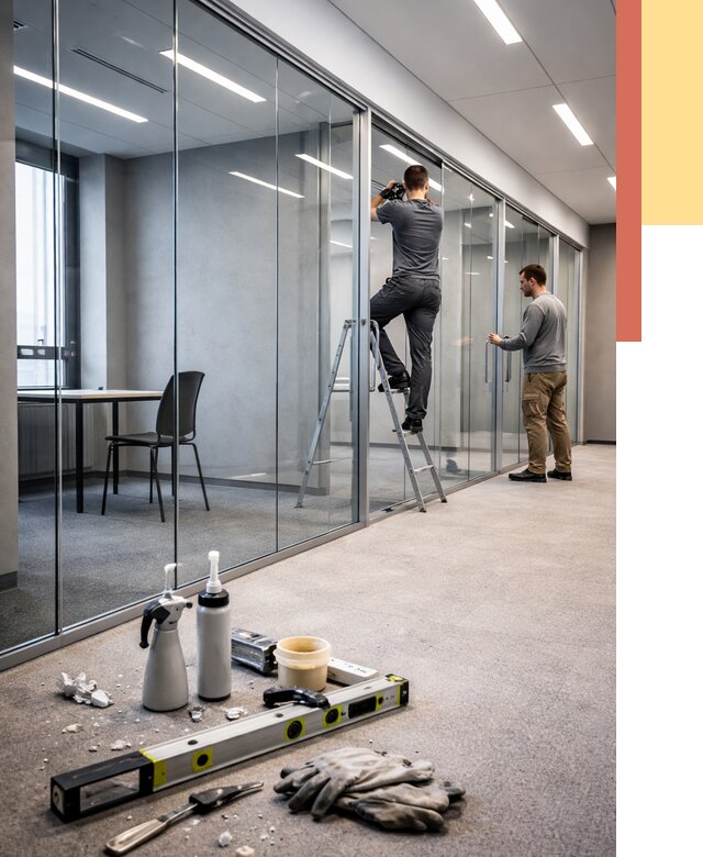 Стеклянные офисные перегородки в Усть-куте от 8752 руб. — монтаж и установка | ОТДЕЛОЧНИК-Утк