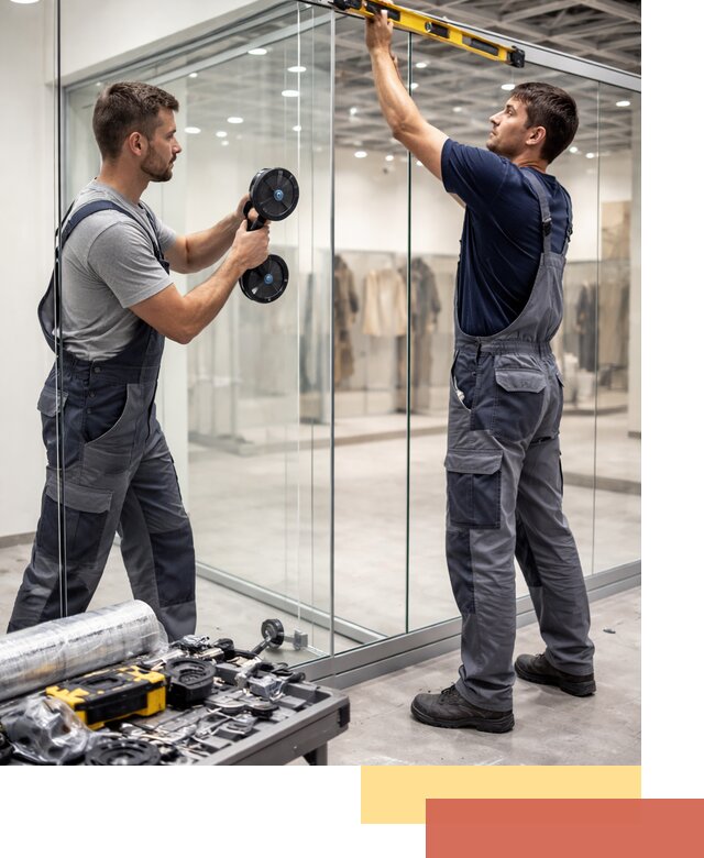 Стеклянные перегородки для магазинов в Усть-куте — монтаж и установка