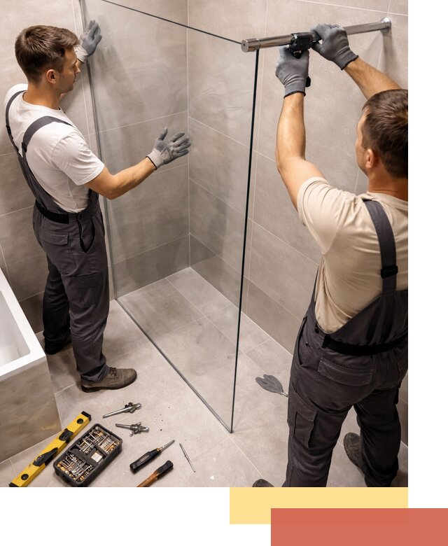 Стеклянные перегородки для душа в Усть-куте — изготовление и монтаж