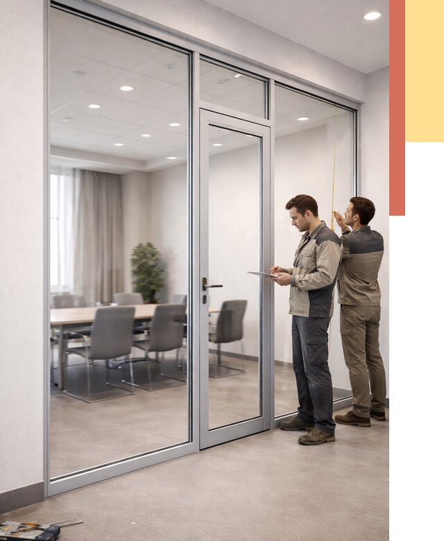 Установка и монтаж алюминиевых перегородок со стеклом в Усть-куте от 8444 руб. | ОТДЕЛОЧНИК-Утк