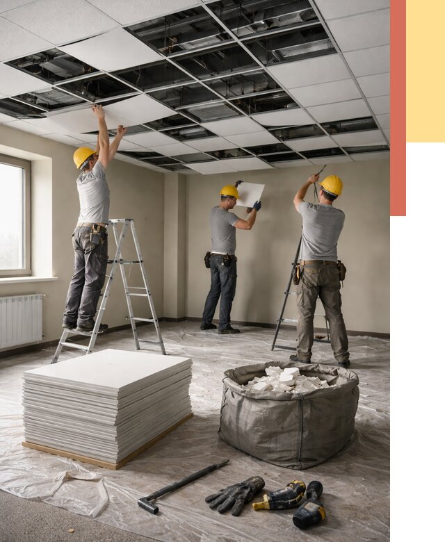 Демонтаж потолка Армстронг в Усть-куте от 4634 руб. быстро и недорого | ОТДЕЛОЧНИК-Утк