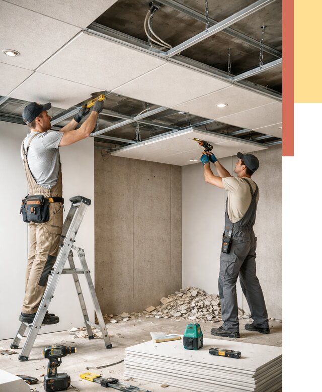 Монтаж акустического потолка в Усть-куте от 6693 руб/м2 — быстро и недорого | ОТДЕЛОЧНИК-Утк