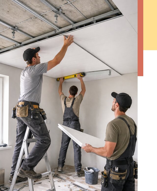 Монтаж потолка из ПВХ панелей в Усть-куте от 3604 руб./м2 — быстро и недорого | ОТДЕЛОЧНИК-Утк