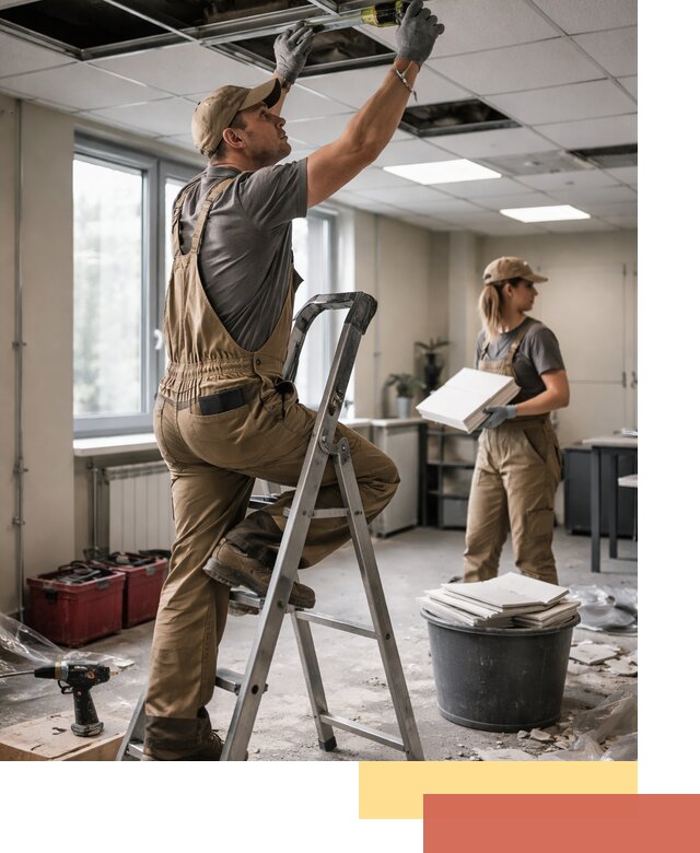 Ремонт потолка Армстронг и замена плит в Усть-куте