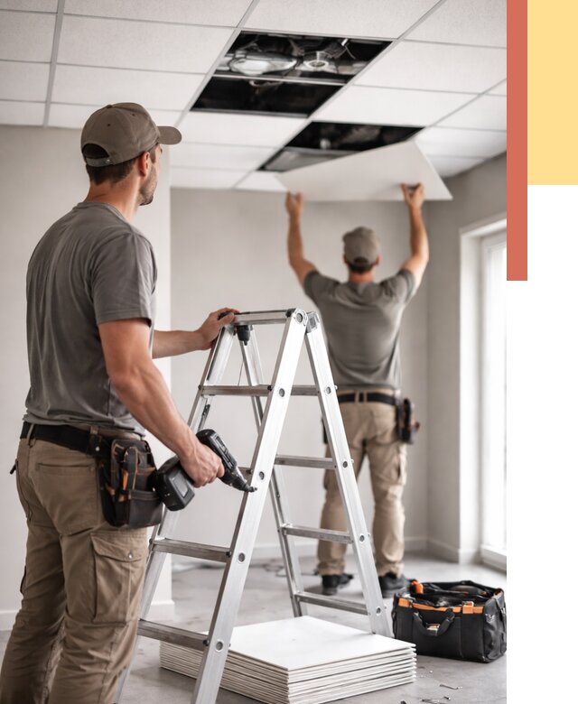 Обслуживание подвесного потолка в Усть-куте от 3604 руб. — быстро и недорого | ОТДЕЛОЧНИК-Утк