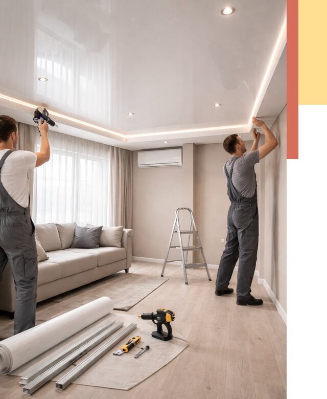 Монтаж глянцевого натяжного потолка в Усть-куте от 772 руб. под ключ | ОТДЕЛОЧНИК-Утк