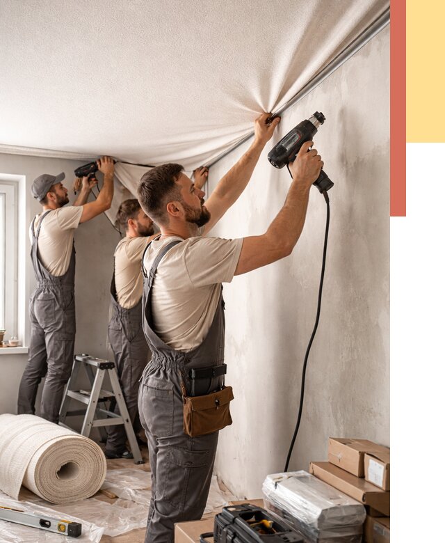 Монтаж фактурного натяжного потолка в Усть-куте от 772 руб. — ОТДЕЛОЧНИК-Утк